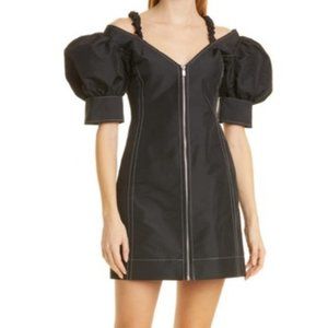 GANNI recycled v neck dress mini